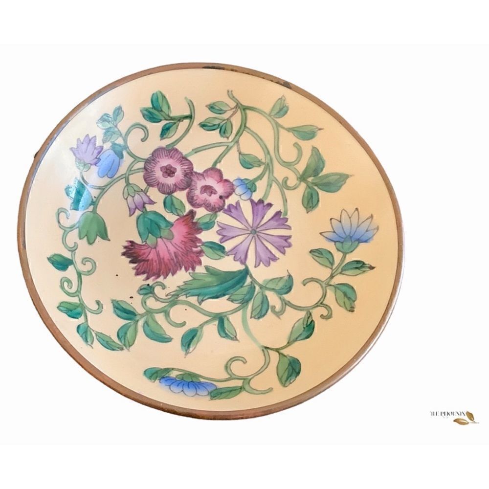 Vintage Brass &  Enamel Decorative Plate